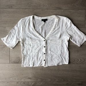TopShop Chiffon Textured Crop Buttondown Shirt